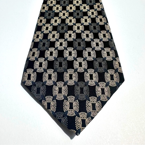 Alfani, 100% Silk, Black, Blue and Cream Geometric Tie - Picture 1 of 10